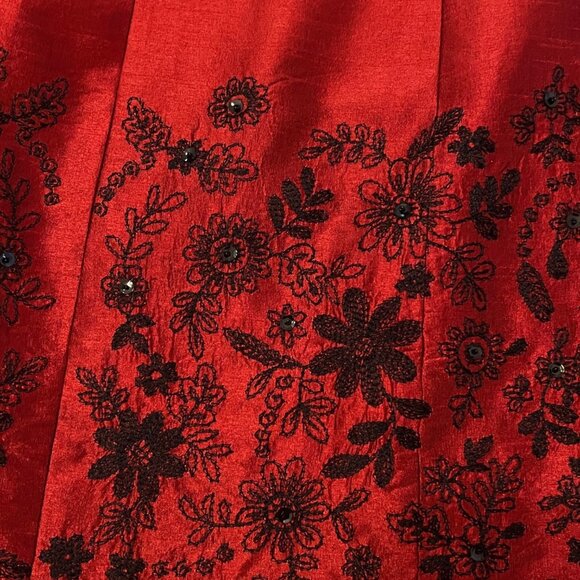 Silk Land Womens Long Sleeve Blazer Jacket Red 12 Christmas Holiday Embroidered - Picture 7 of 10